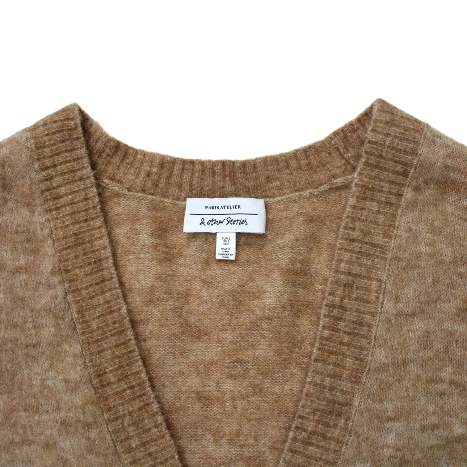 & Other Stories Brown Mohair Mix Belted Cardigan