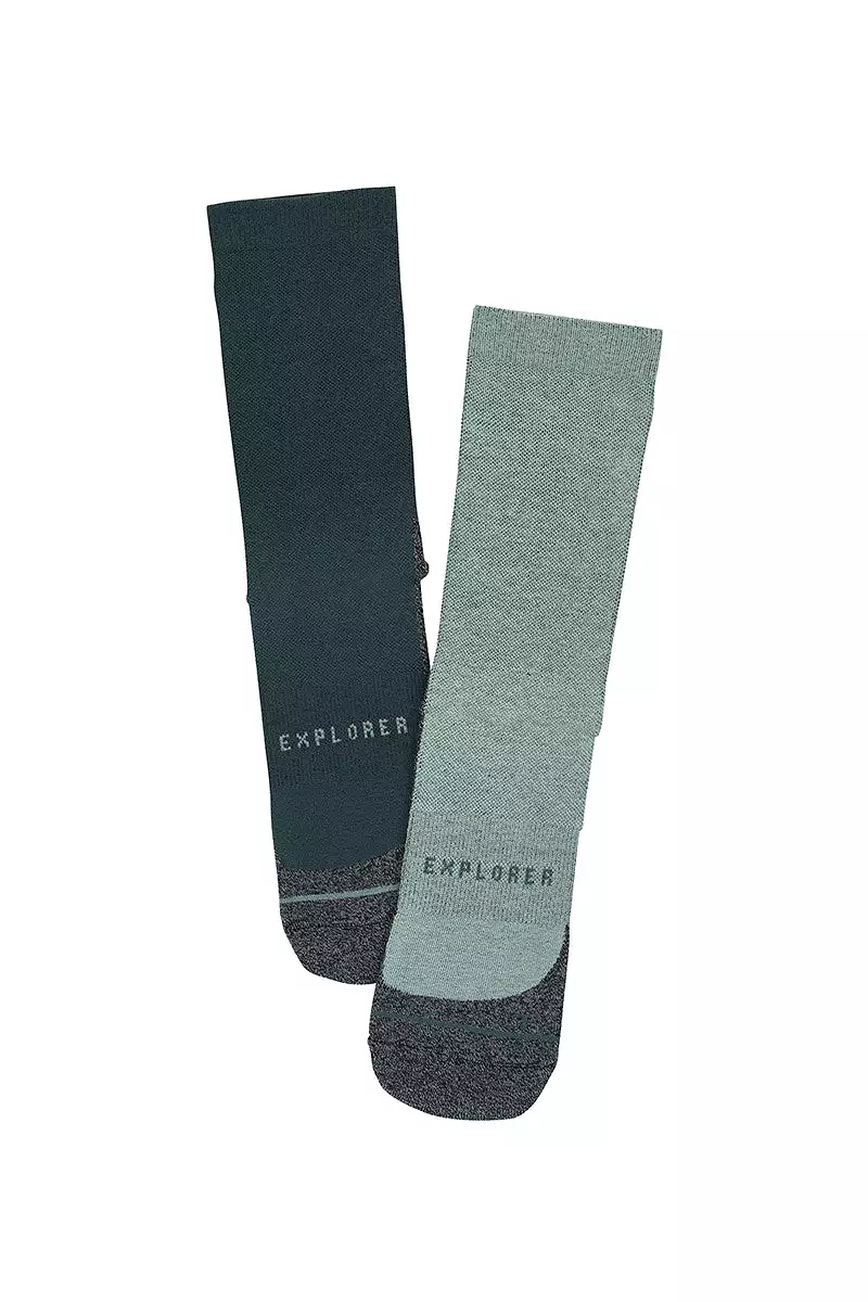 10 Pairs X Bonds Explorer Light Tough Crew Cotton Blend Socks - Grey 04K Print