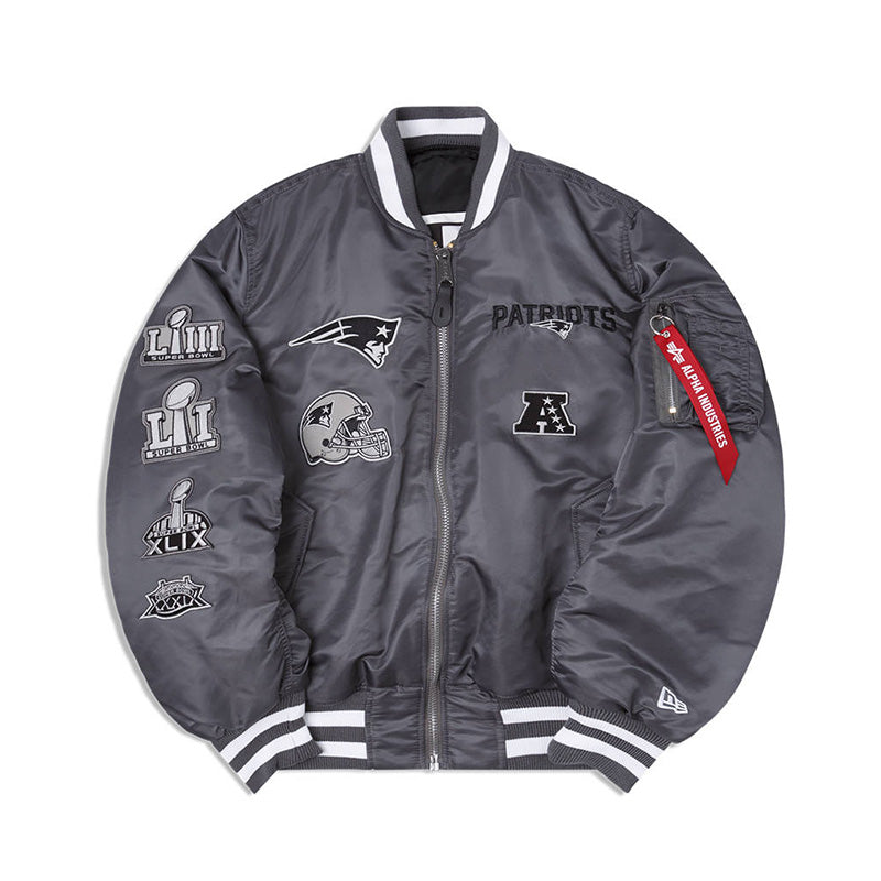 [13118245] New England Patriots Reversible Grey Men's Jacket