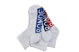 9 x Bonds Mens Cushioned Quarter Crew White/Blue/Red Socks