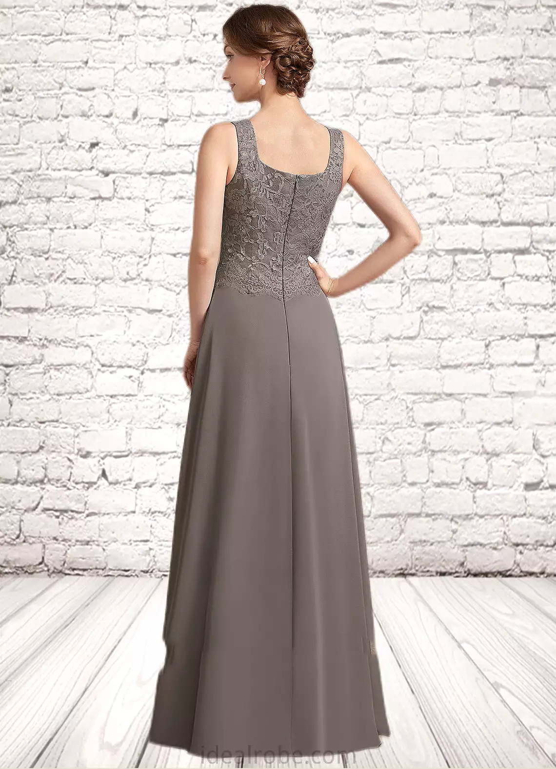 Addison A-Line Square Neckline Floor-Length Chiffon Lace Mother of the Bride Dress STK126P0014904