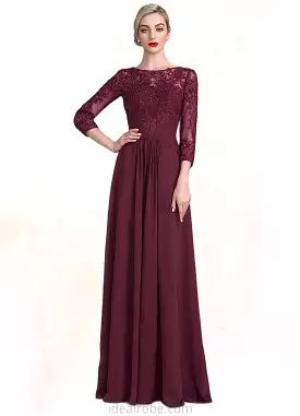 Alessandra A-Line Scoop Neck Floor-Length Chiffon Lace Mother of the Bride Dress With Ruffle Beading Sequins STK126P0014792