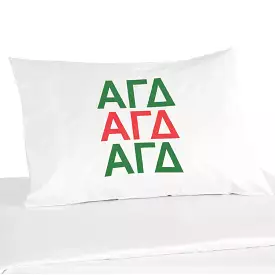 Alpha Gamma Delta Sorority Letters in Sorority Colors Pillowcase