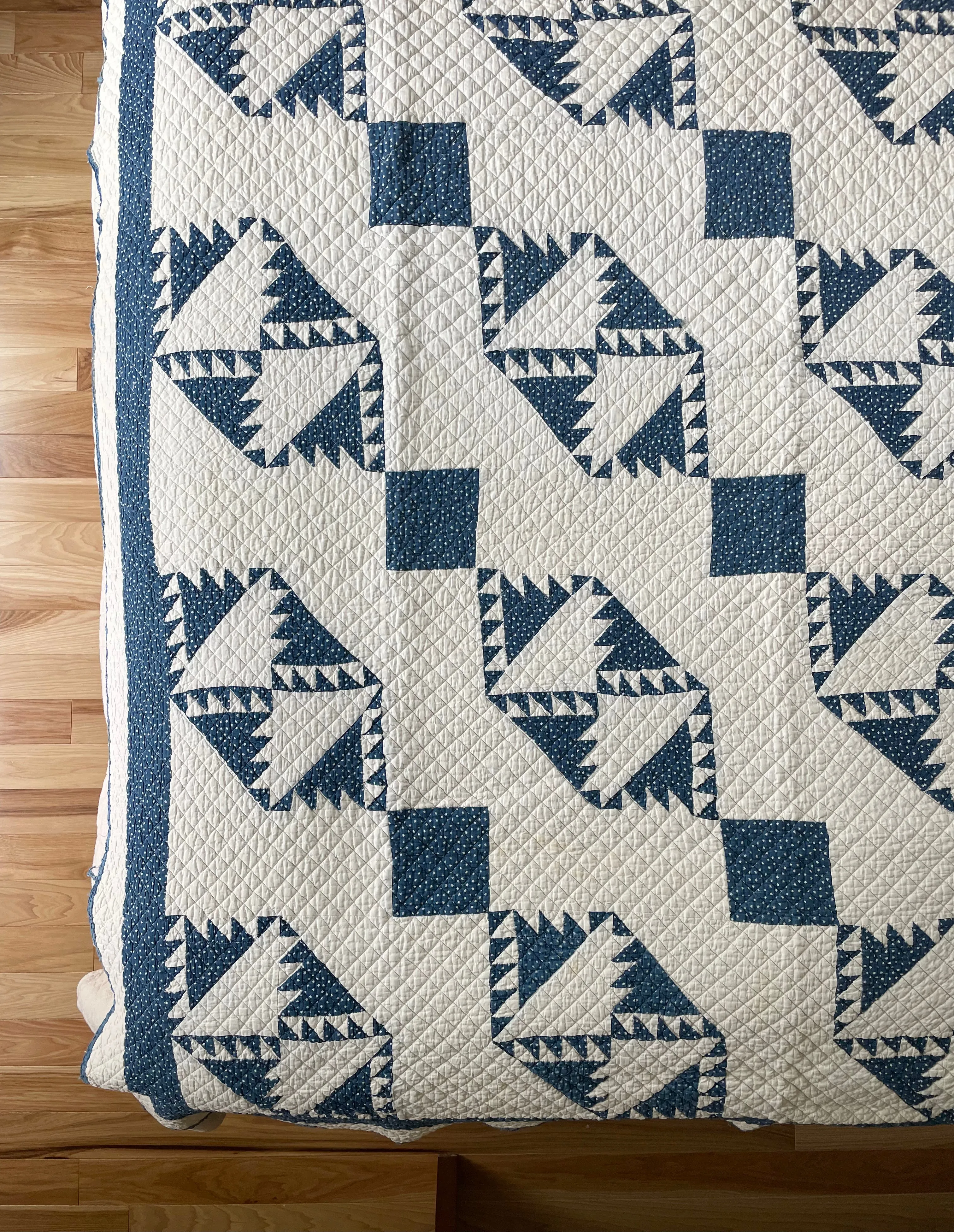 Antique Calico Sawtooth Quilt