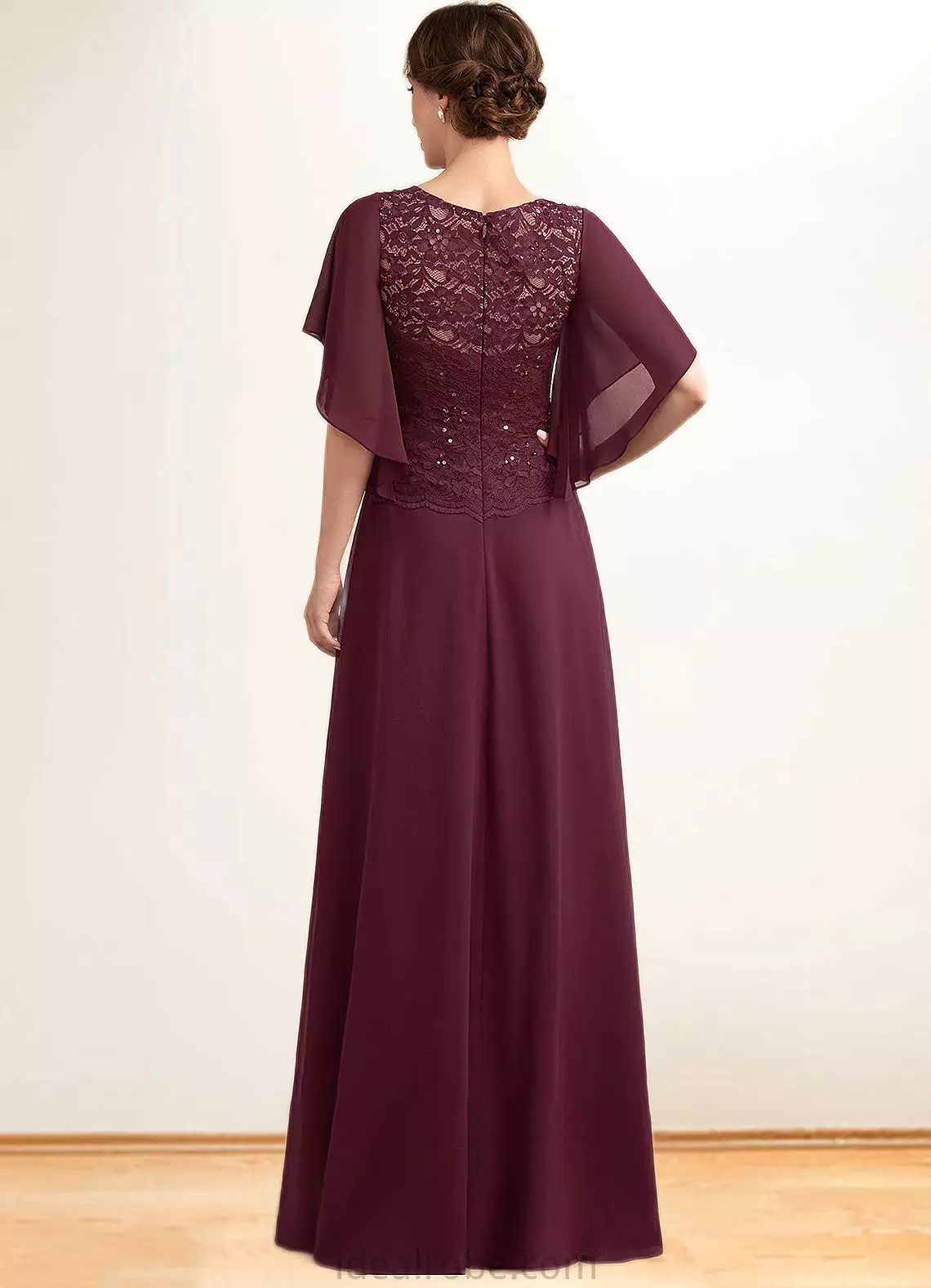 Ayanna A-Line Scoop Neck Floor-Length Chiffon Lace Mother of the Bride Dress With Sequins STK126P0014834