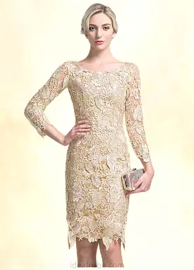 Azaria Sheath/Column Scoop Neck Knee-Length Lace Mother of the Bride Dress STK126P0014865