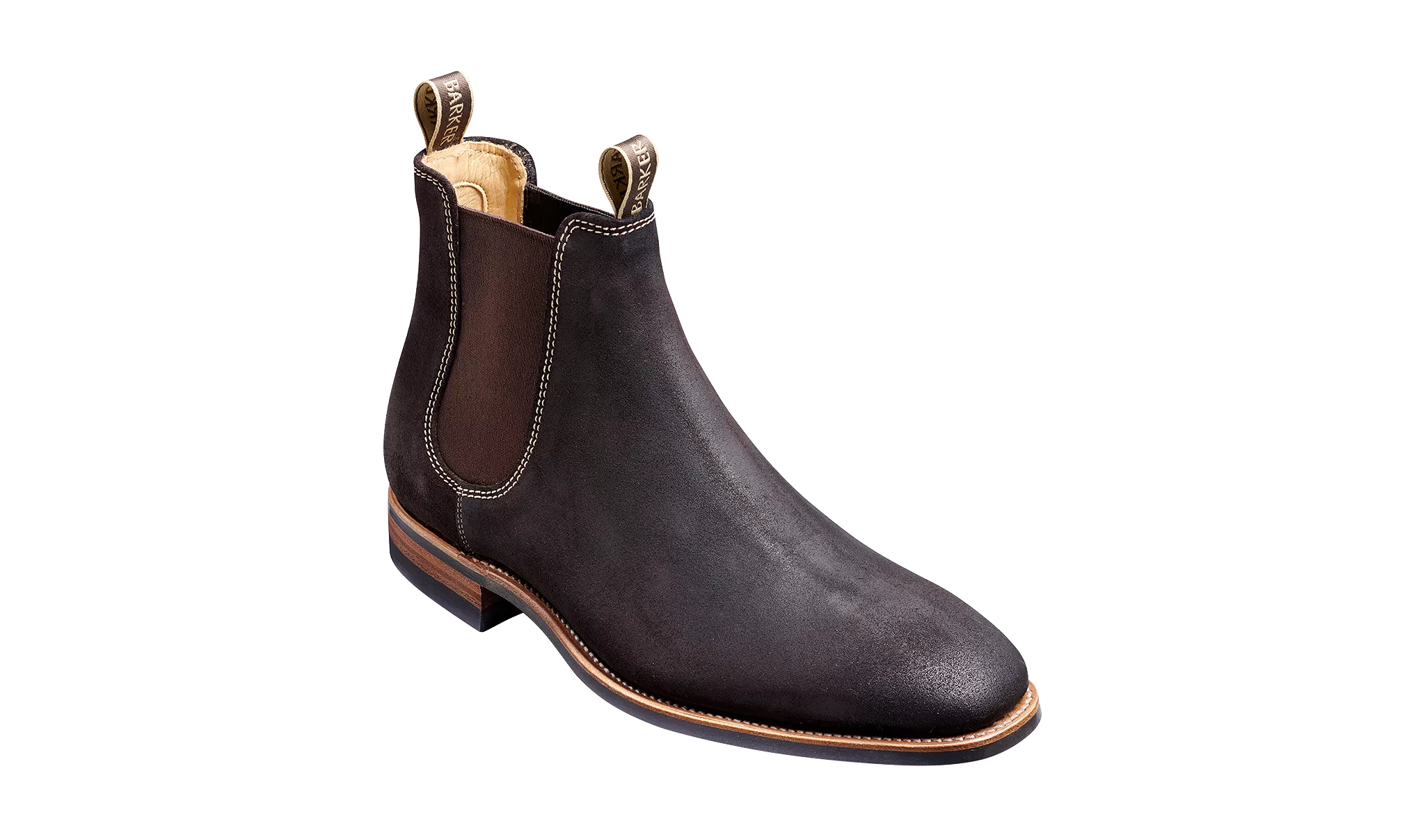 Barker Mansfield Classic Chelsea Boots - Bitter Chocolate Burnished Suede