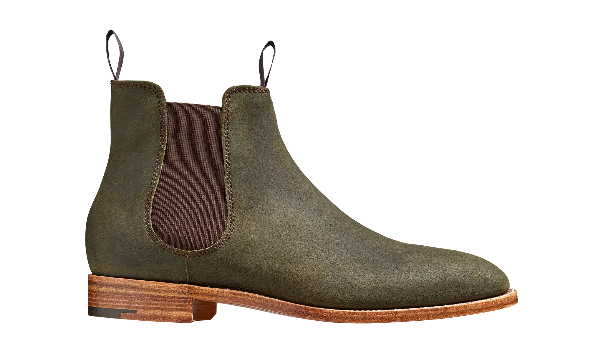 Barker Mansfield Classic Chelsea Boots - Green Waxy Suede