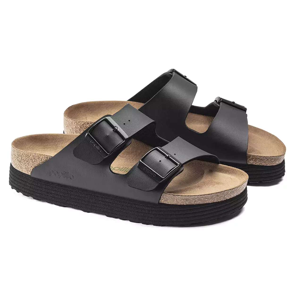 Birkenstock Women's Arizona Platform Vegan Birko-Flor (Black - Narrow Fit)