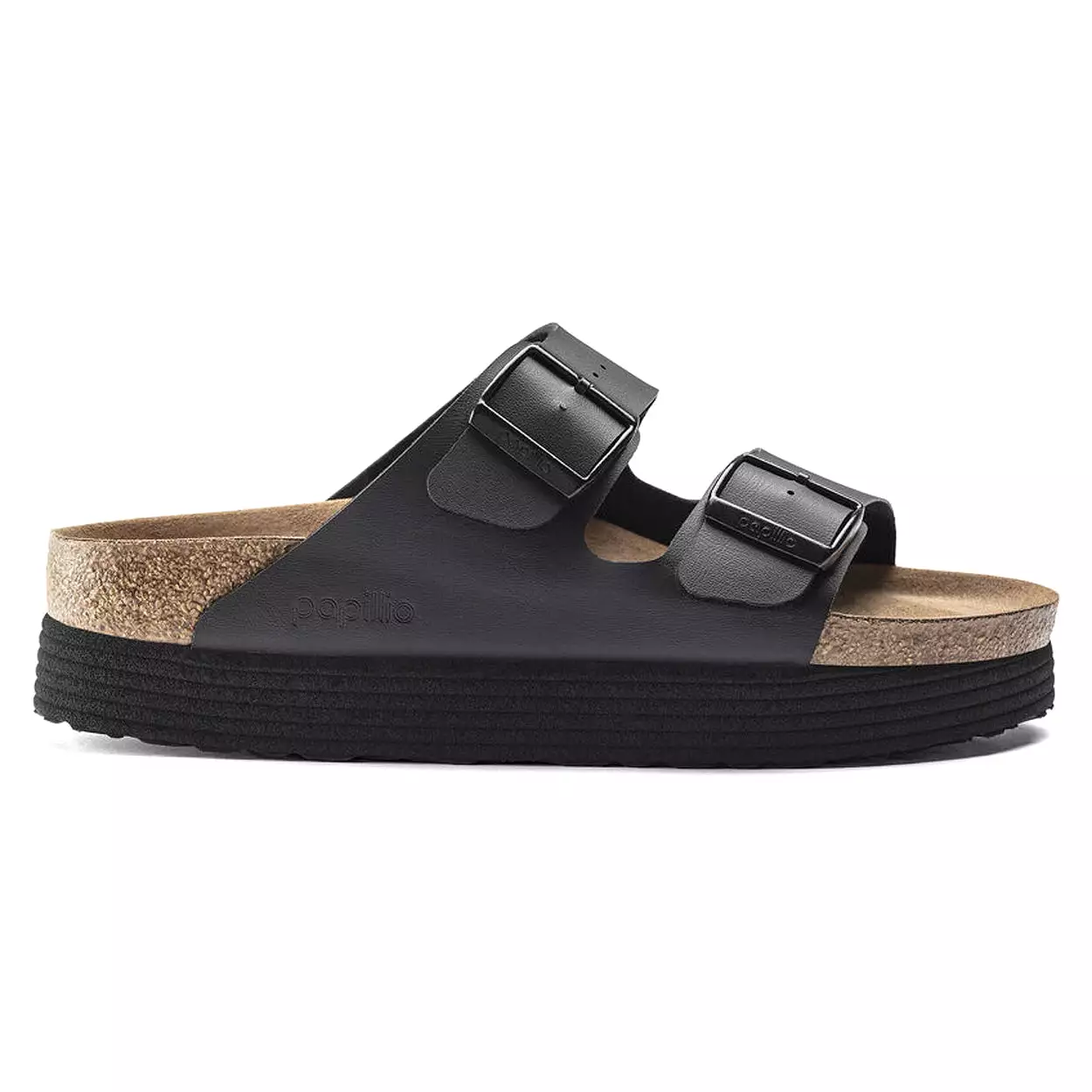 Birkenstock Women's Arizona Platform Vegan Birko-Flor (Black - Narrow Fit)