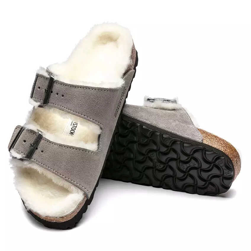 Birkenstock Women's Arizona Shearling - Stone Suede