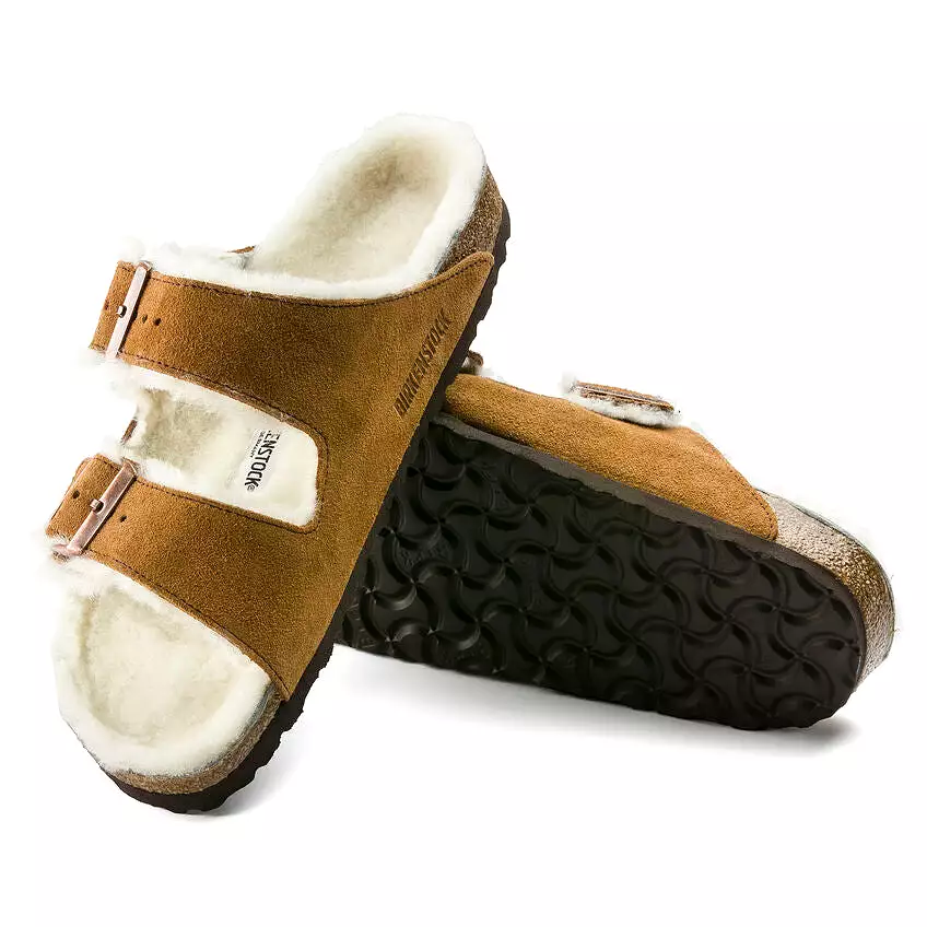 BIRKENSTOCK Women's Arizona Shearling Suede Leather (Mink - Regular Fit)