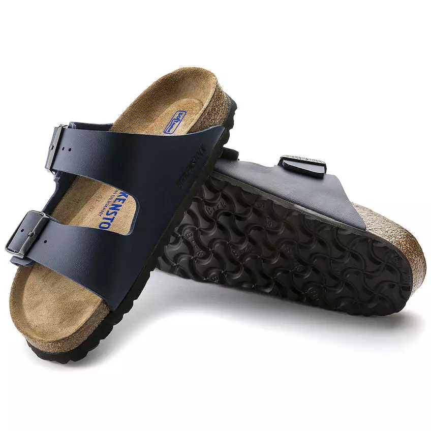 Birkenstock Women's Arizona Soft Footbed Birko-Flor (Blue - Narrow fit)