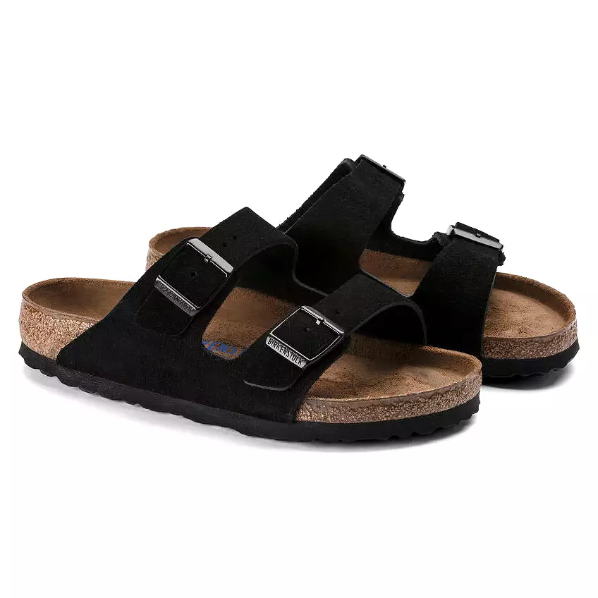 Birkenstock Women's Arizona Soft Footbed Suede Leather (Black - Regular fit)