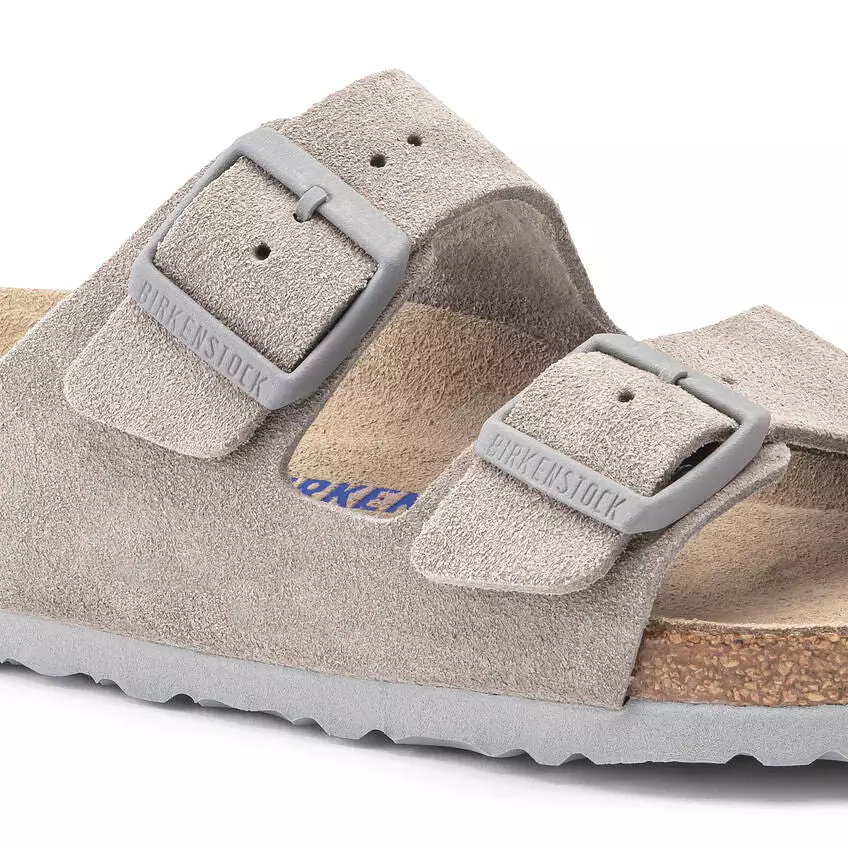 Birkenstock Women's Arizona Soft Footbed Suede Leather (Stone Coin - Regular Fit)