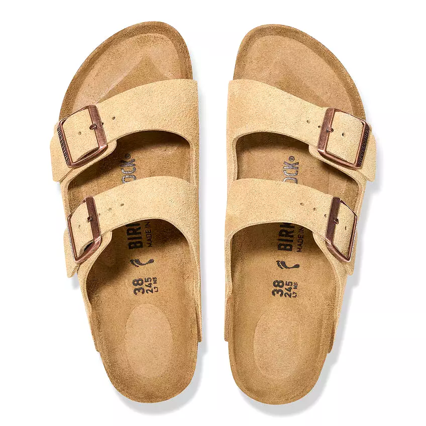 Birkenstock Women's Arizona Suede Leather (Latte Cream - Regular fit)