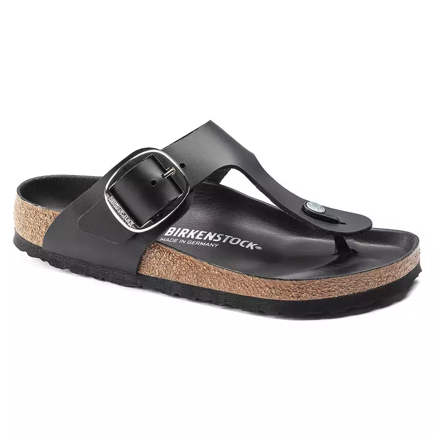 Birkenstock Women's Gizeh Big Buckle Oiled Leather (Black - Regular Fit)