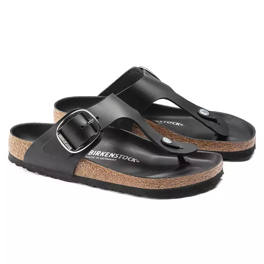 Birkenstock Women's Gizeh Big Buckle Oiled Leather (Black - Regular Fit)