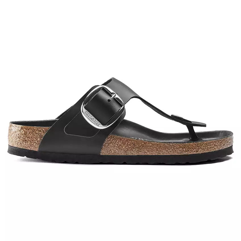 Birkenstock Women's Gizeh Big Buckle Oiled Leather (Black - Regular Fit)