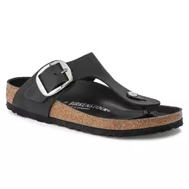 Birkenstock Women's Gizeh Big Buckle Oiled Leather (Black - Wide Feet)