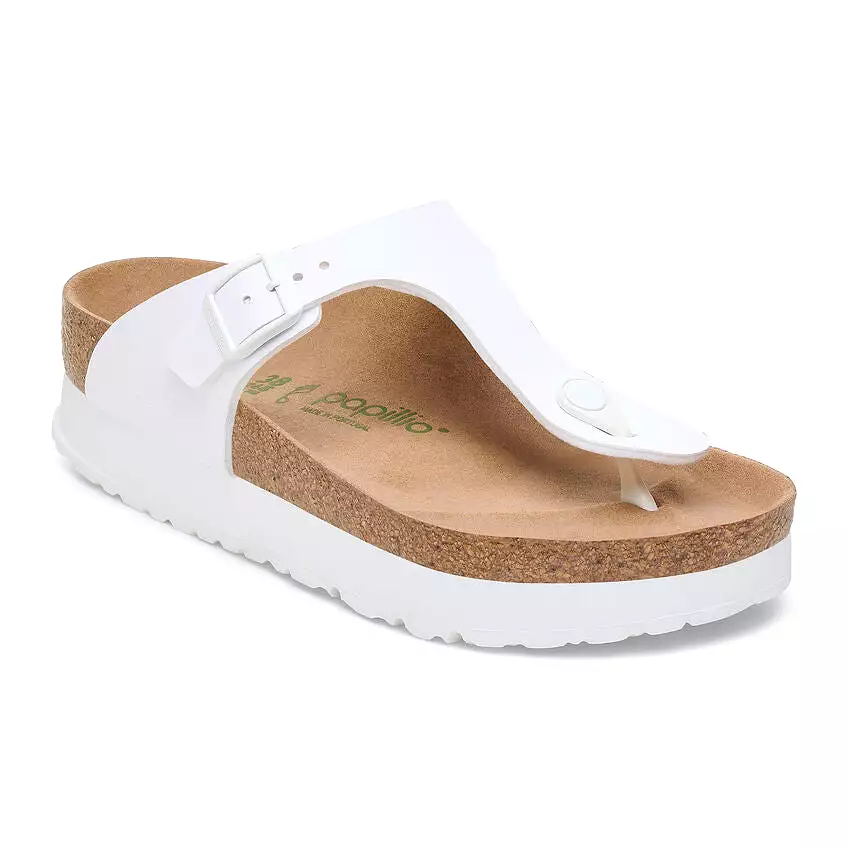 Birkenstock Women's Gizeh Flex Platform Birko-Flor (White - Regular fit)