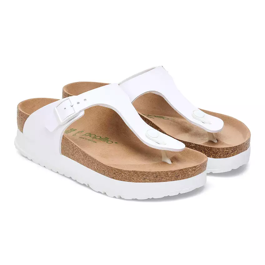 Birkenstock Women's Gizeh Flex Platform Birko-Flor (White - Regular fit)