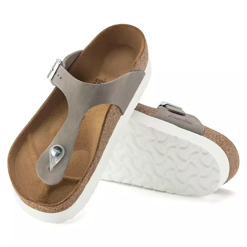 Birkenstock Women's Gizeh Platform Nubuck Leather (Dove Gray - Wide Fit)