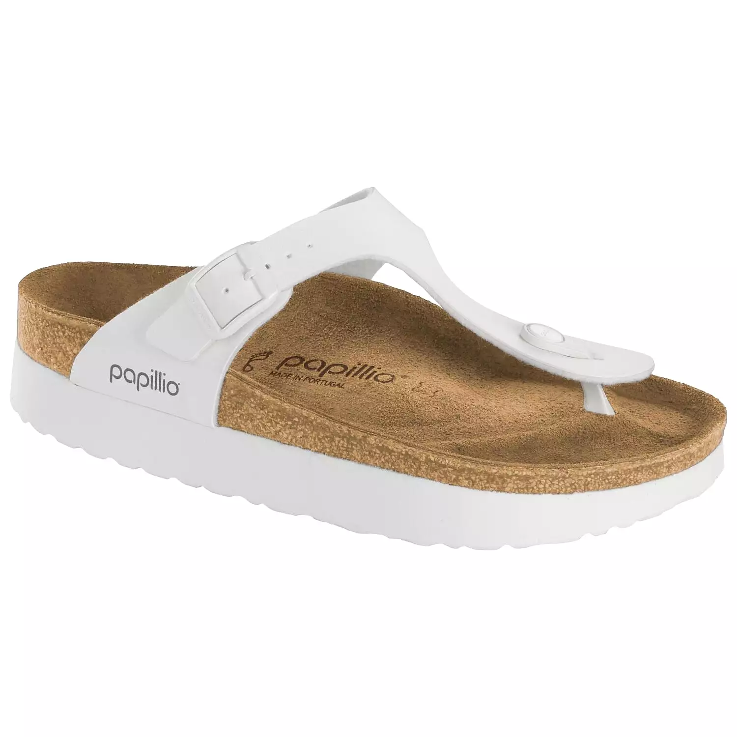 Birkenstock Women's Gizeh Platform Vegan Birko-Flor (White - Wide Fit)