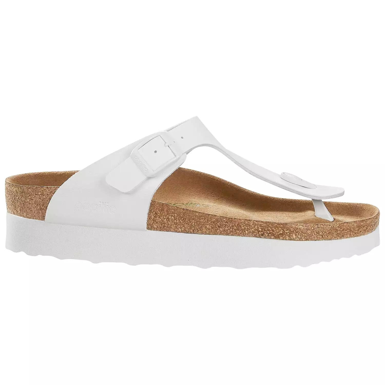 Birkenstock Women's Gizeh Platform Vegan Birko-Flor (White - Wide Fit)