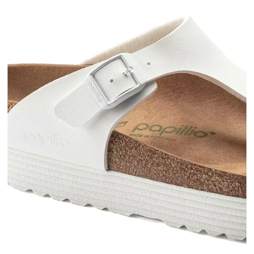 Birkenstock Women's Gizeh Platform Vegan Birko-Flor (White - Wide Fit)