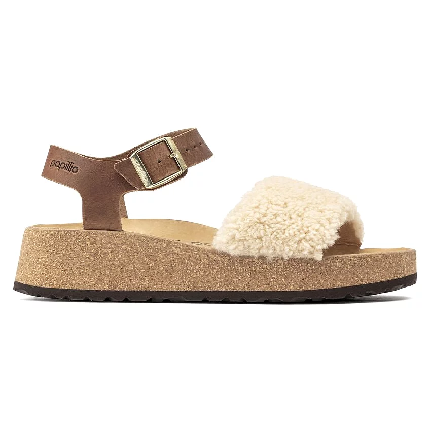 Birkenstock Women's Papillio Glenda Shearling - Eggshell Leather