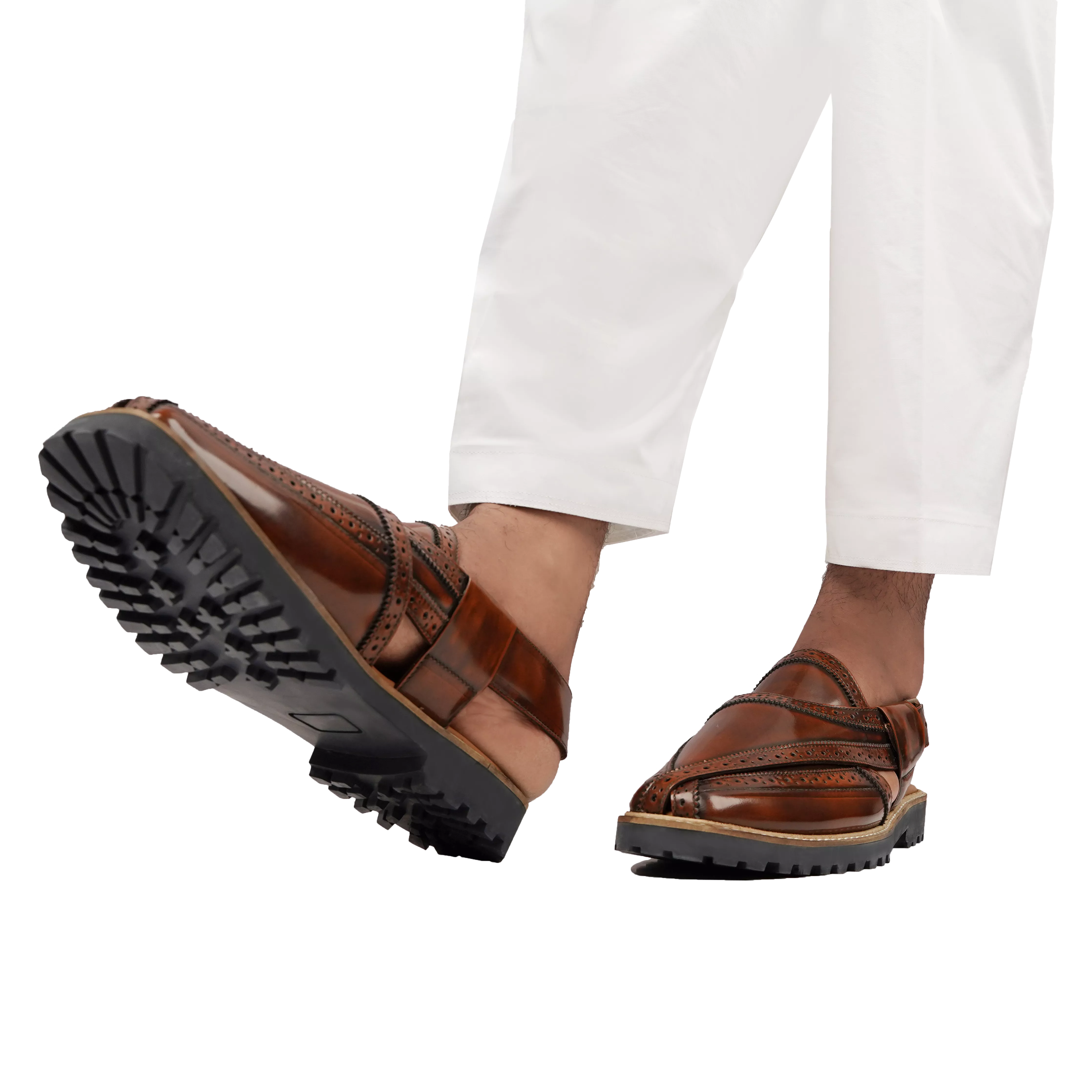 Brooklyn - Men's Tan Box Leather High Shine Sandal