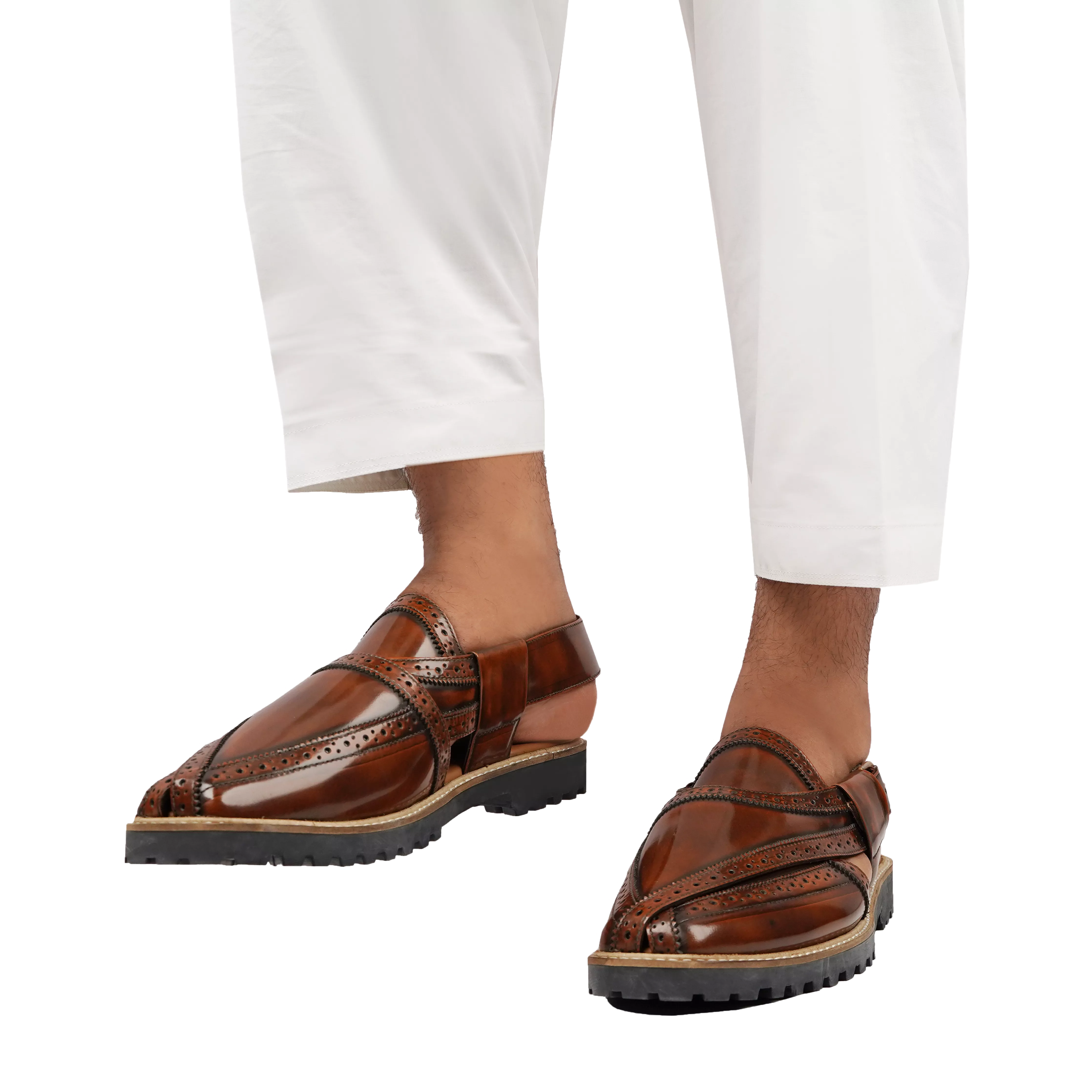 Brooklyn - Men's Tan Box Leather High Shine Sandal