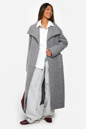 Brushed Shawl Collar Belted Coat