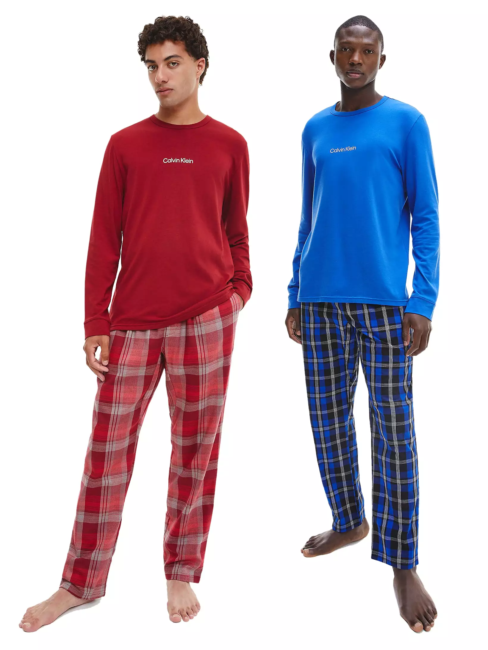 Calvin Klein Mens PJ/ Pyjama Set - L/S Top & Plaid Bottoms