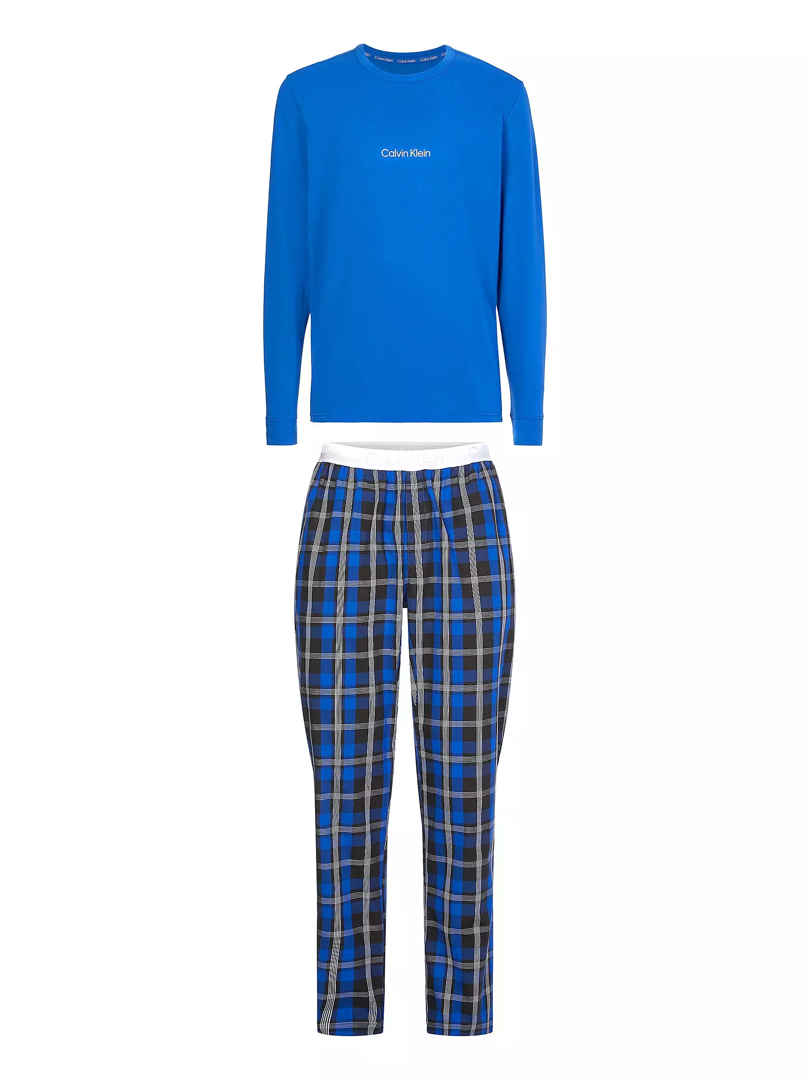 Calvin Klein Mens PJ/ Pyjama Set - L/S Top & Plaid Bottoms