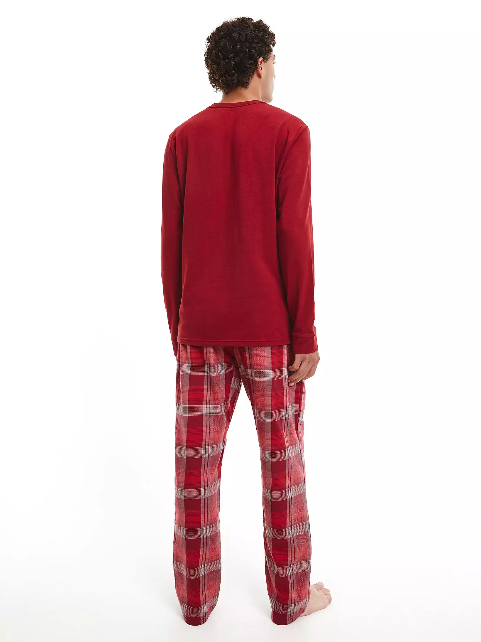 Calvin Klein Mens PJ/ Pyjama Set - L/S Top & Plaid Bottoms