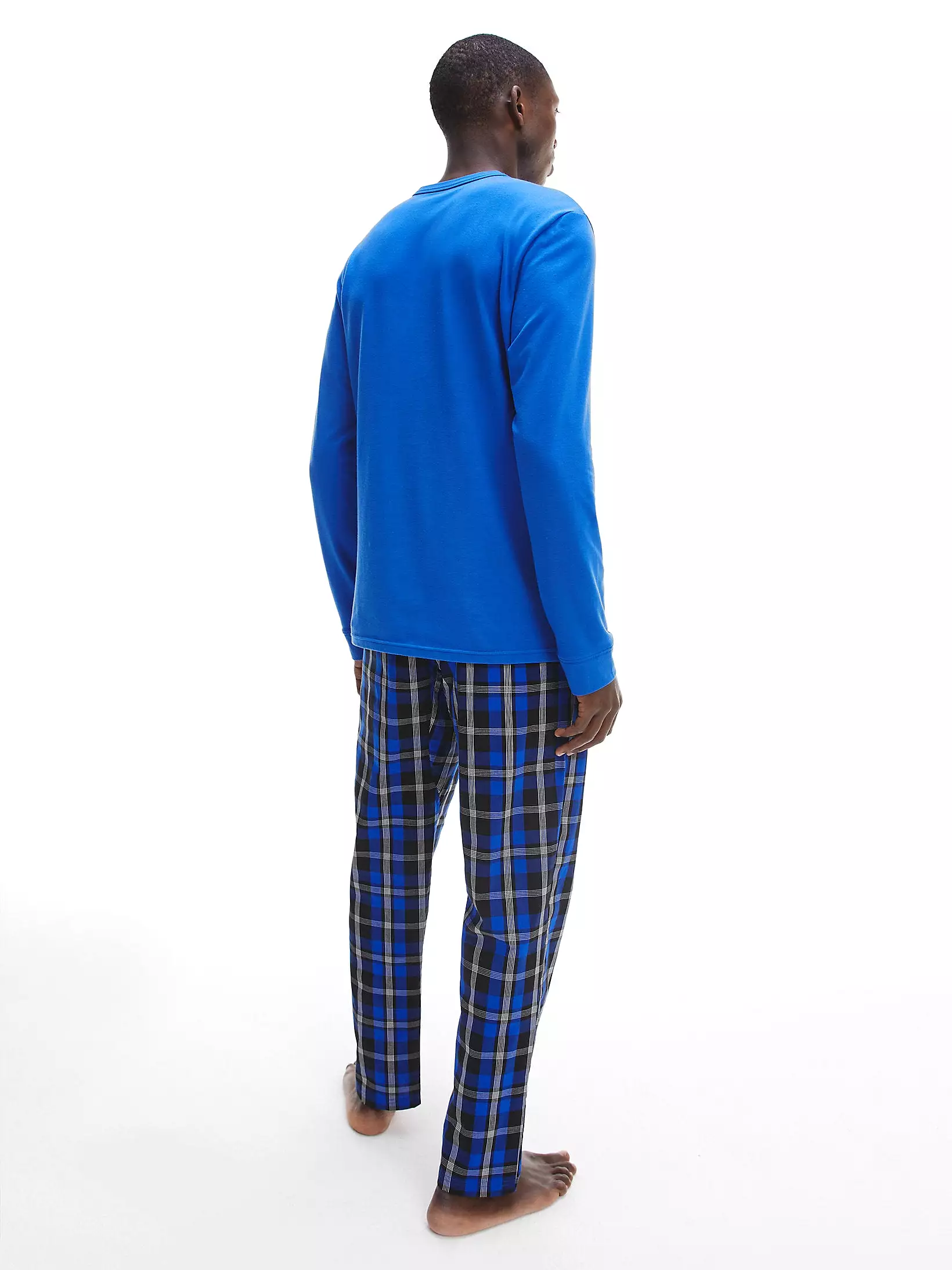 Calvin Klein Mens PJ/ Pyjama Set - L/S Top & Plaid Bottoms