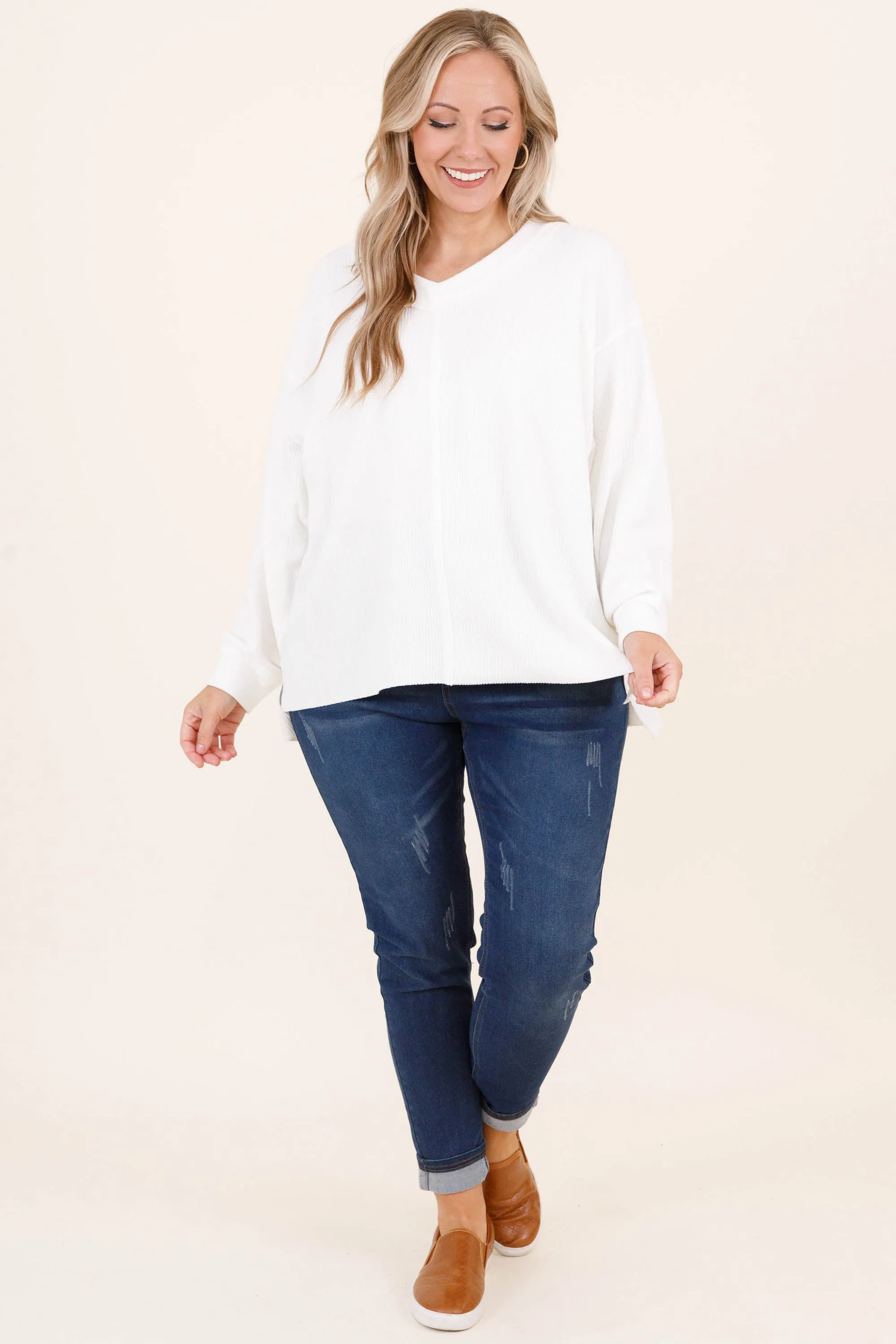 Cozy Textured Sweatshirt, Ivory