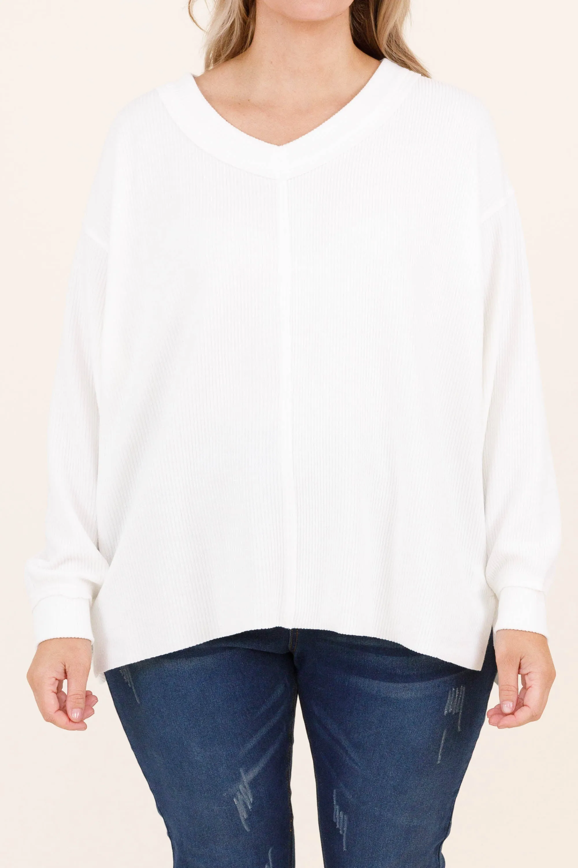 Cozy Textured Sweatshirt, Ivory