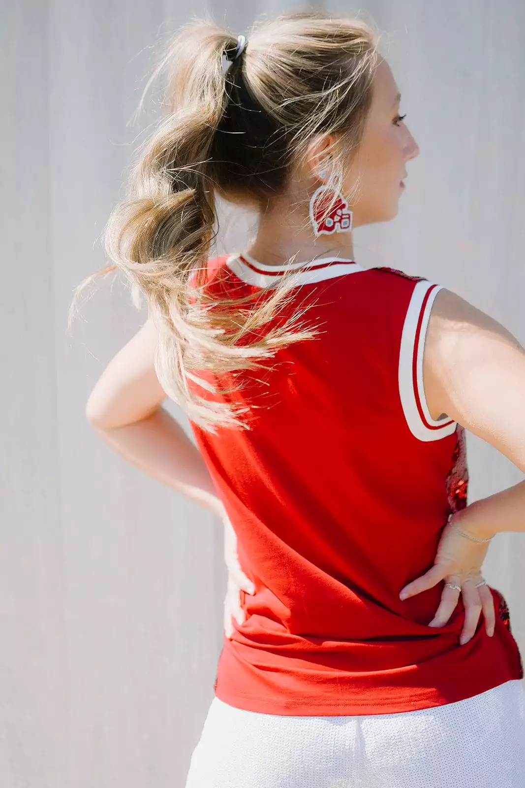 Crimson & White Sequin Sleeveless Jersey