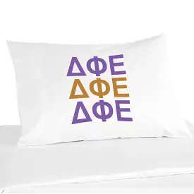 Delta Phi Epsilon Sorority Letters in Sorority Colors Pillowcase