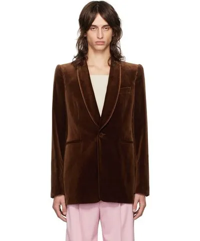 Dries Van Noten Brown Shawl Lapel Blazer