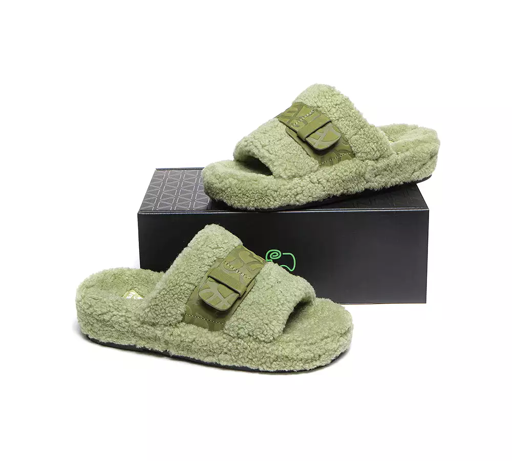 EVERAU Curly Sheepskin Wool Slides Women Croft