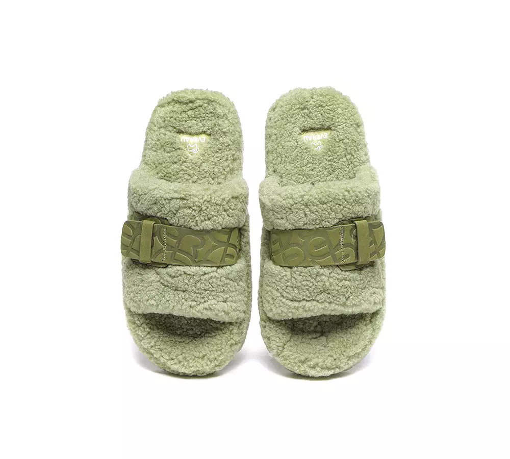 EVERAU Curly Sheepskin Wool Slides Women Croft