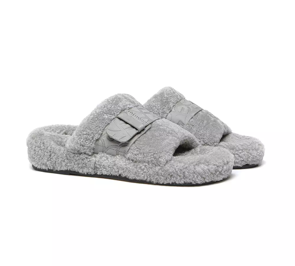 EVERAU Curly Sheepskin Wool Slides Women Croft