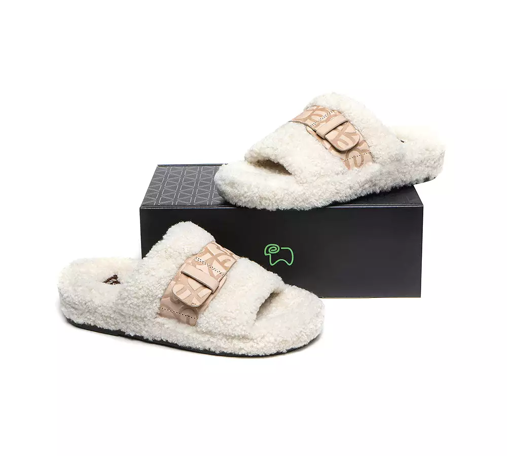 EVERAU Curly Sheepskin Wool Slides Women Croft