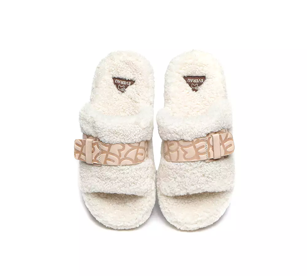 EVERAU Curly Sheepskin Wool Slides Women Croft