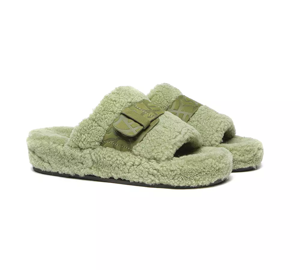 EVERAU Curly Sheepskin Wool Slides Women Croft