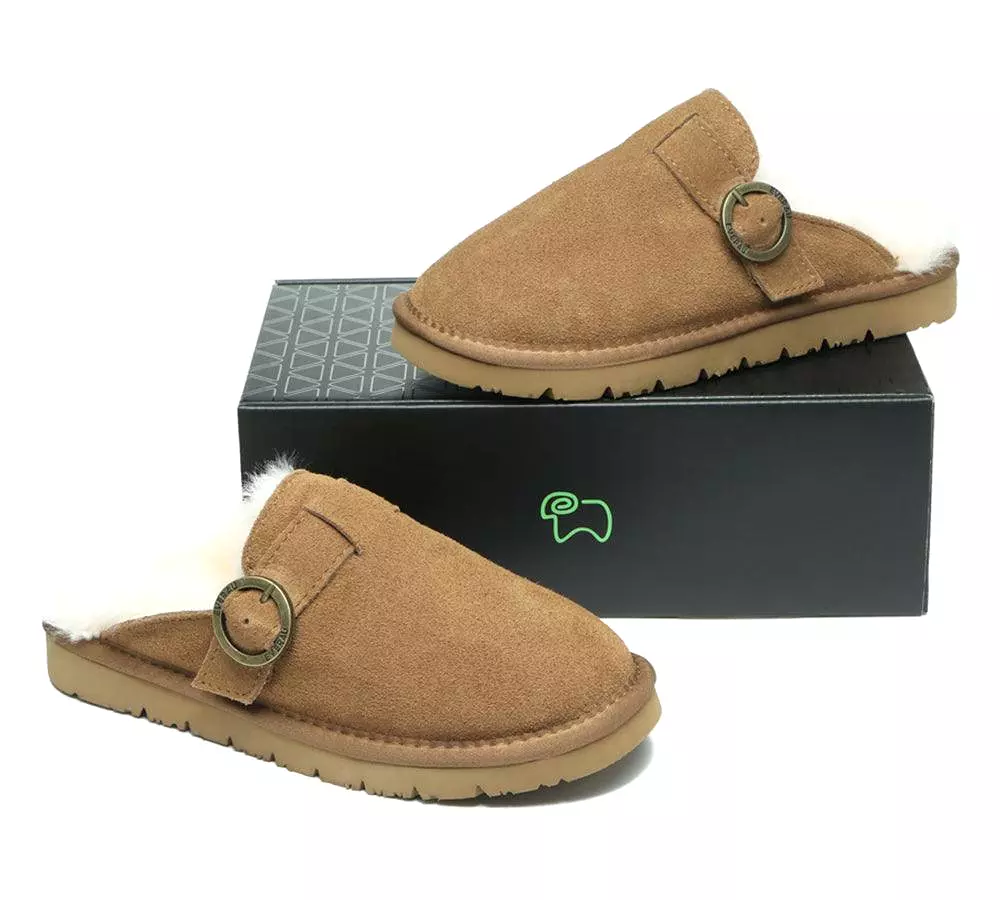 EVERAU Premium Sheepskin Slipper Women Cedar